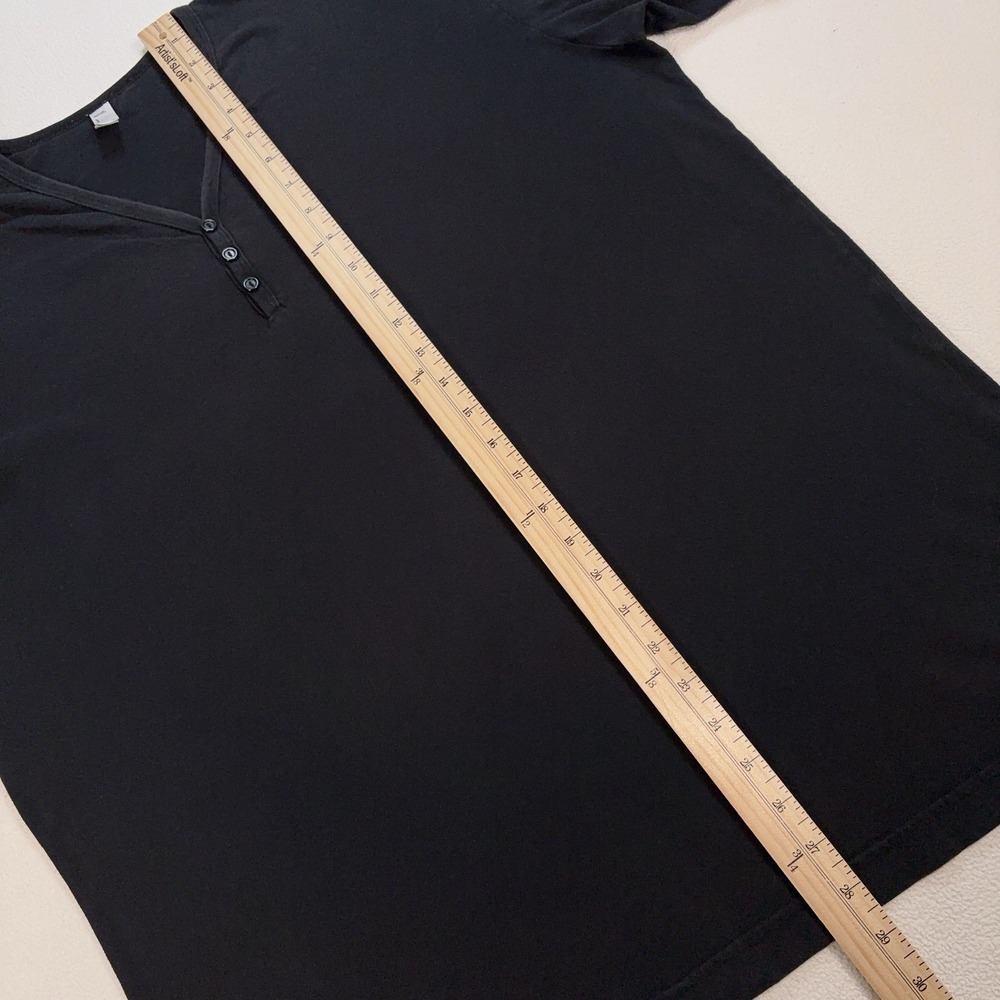 American Apparel Henley Shirt Men's XL Black 100% Combed Cotton *HOLE* - Picture 8 of 16